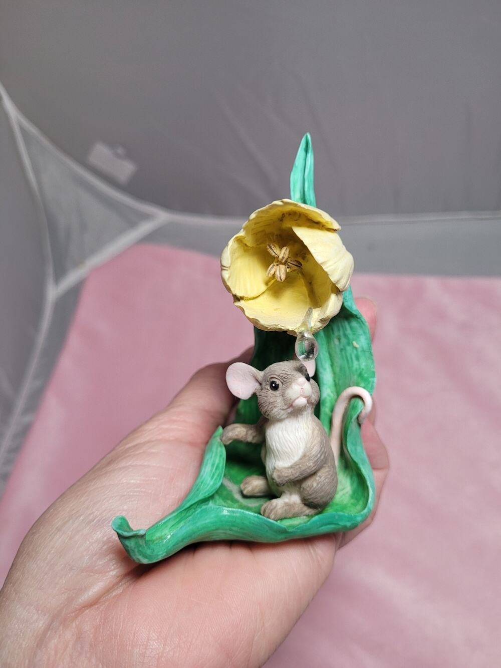 💥 1996 Silvestri Charming Tails "Spring Flowers" mouse tulip figurine T